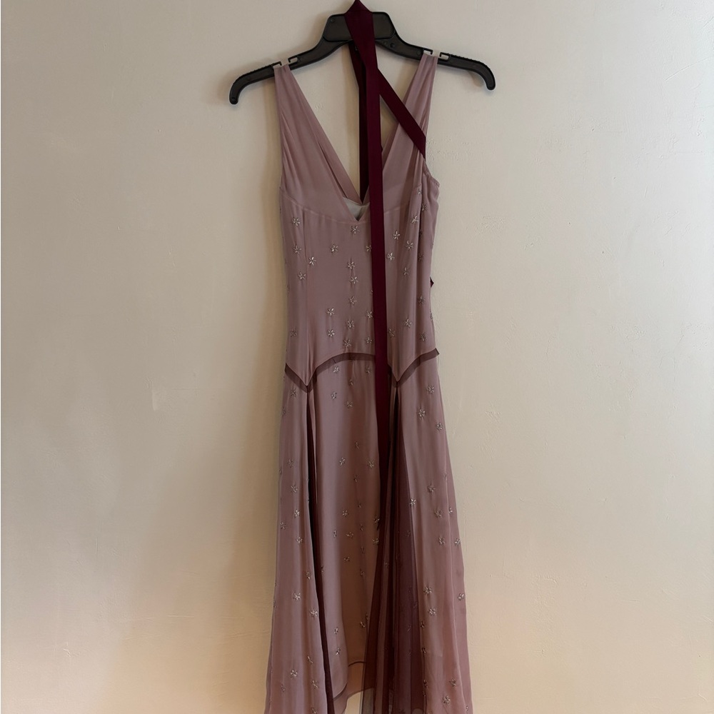 BCBGMaxAzria Mauve and Burgundy Backless Dress - Picture 5 of 7